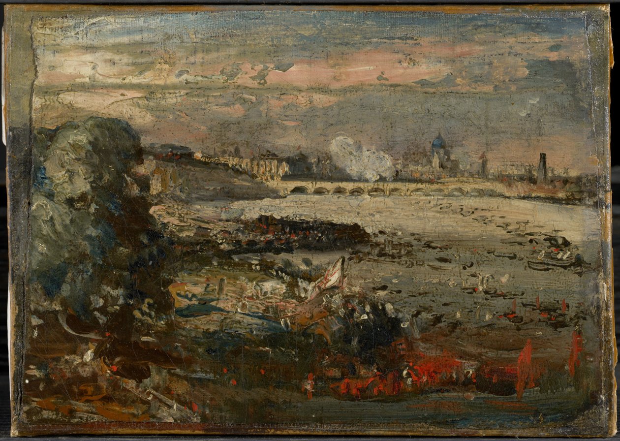Skizze für "Die Eröffnung der Waterloo-Brücke gesehen von den Whitehall-Treppen, 18. Juni 1817" von John Constable