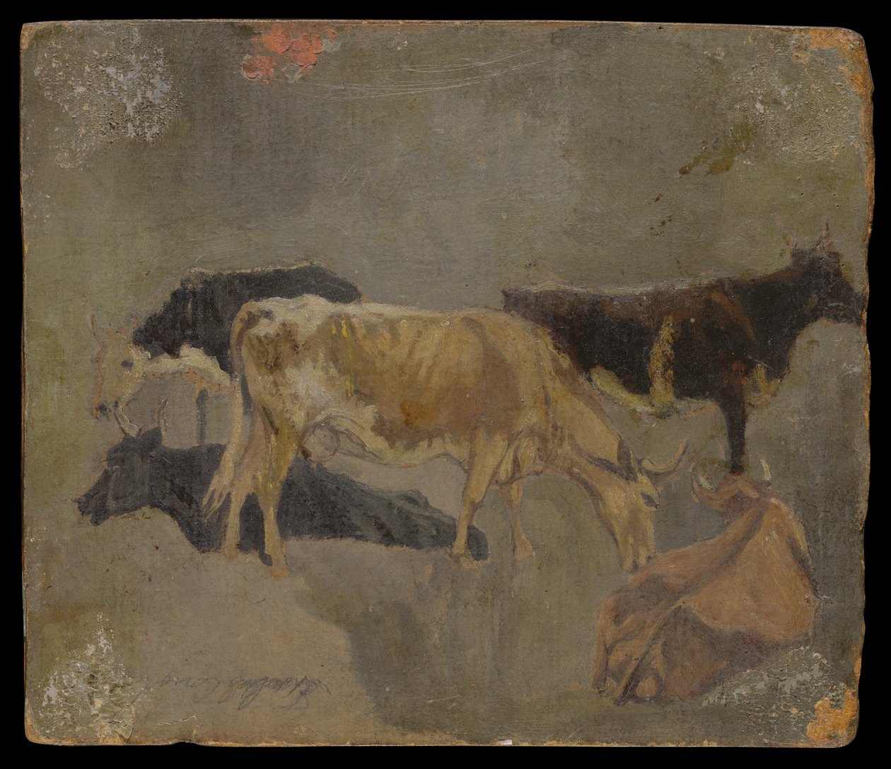 Studie von fünf gehörnten Rindern (verso) von John Constable