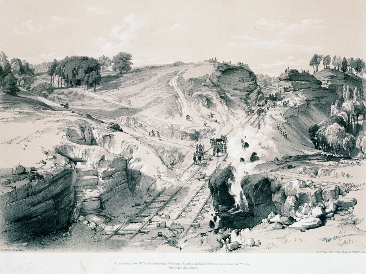 Felsen sprengen, Linsdale, Buckinghamshire, 1830er Jahre von John Cooke Bourne
