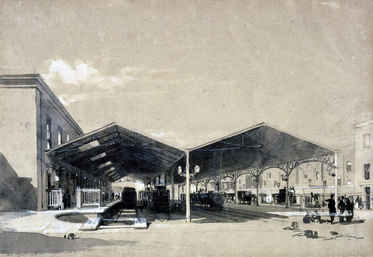 Innenansicht des Euston Bahnhofs, Mai 1837 von John Cooke Bourne