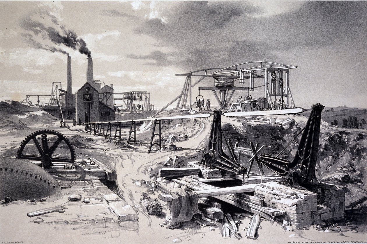 Pumpen, Lüftungsschacht, Kilsby Tunnel, Northamptonshire, 15. Juli 1837 von John Cooke Bourne