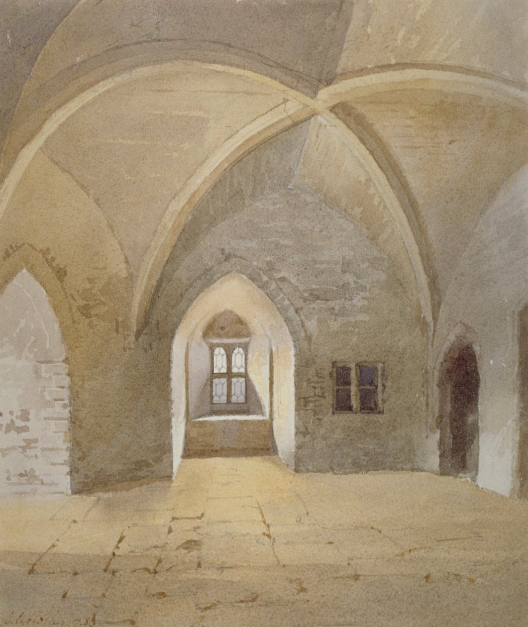 Innenansicht des Gefängnisses im Bowyer Tower, Tower of London, Stepney, London, 1883 von John Crowther