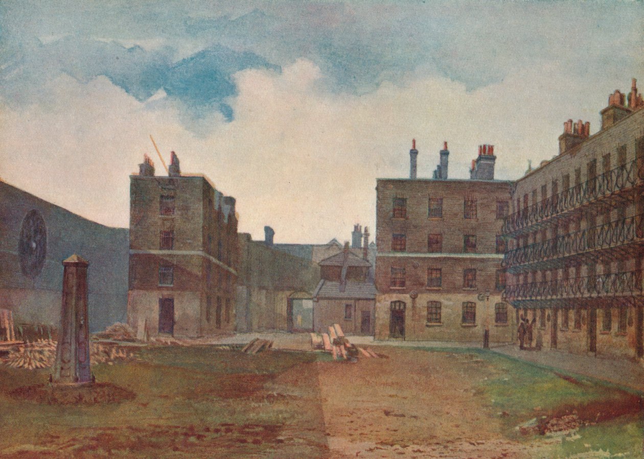 Queens Bench Prison - Der Gefängnishof, Borough High Street, Southwark, London, 1879 von John Crowther
