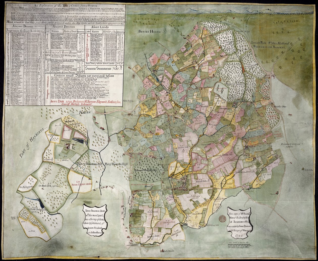 Karte des Waldes und Herrenhauses von Fecknam (Feckenham) von John Doharty
