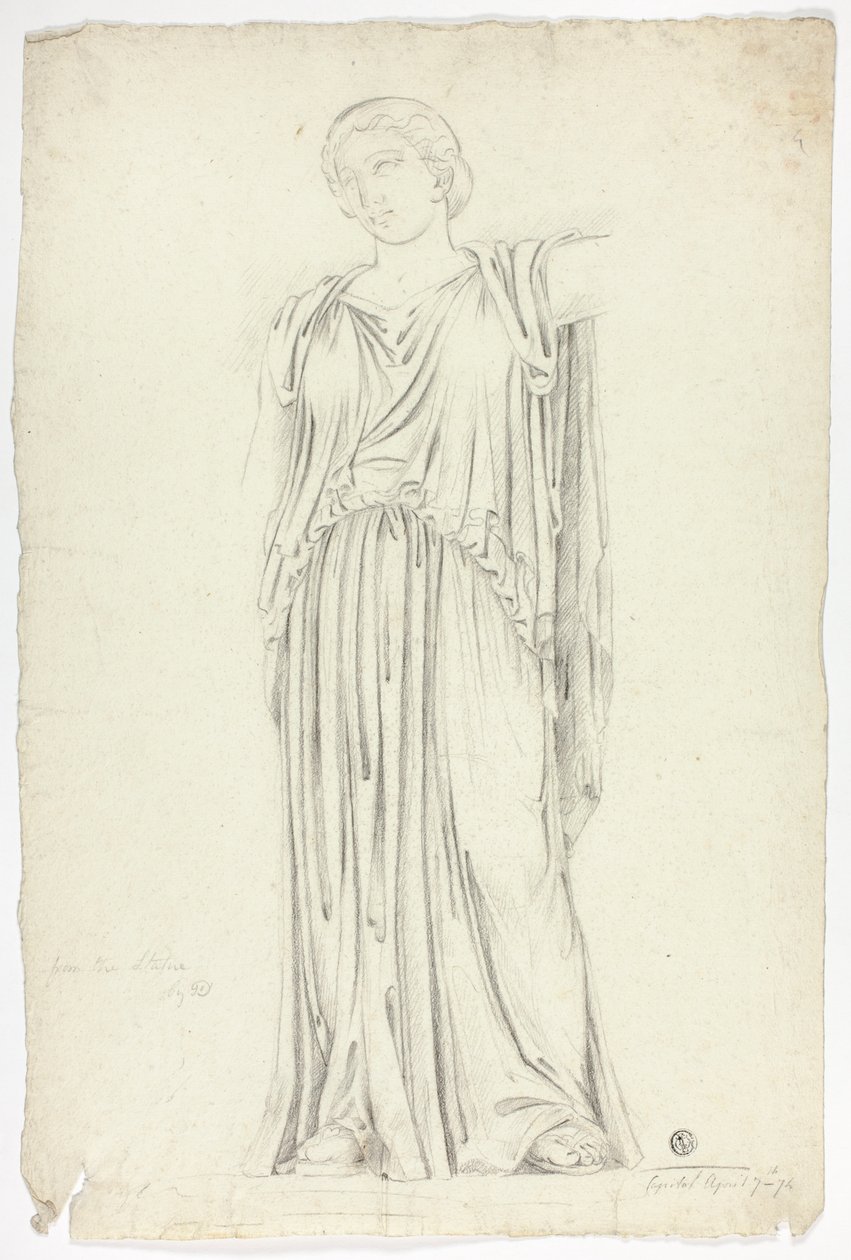 Antike Statue einer drapierten stehenden Frau von John Downman