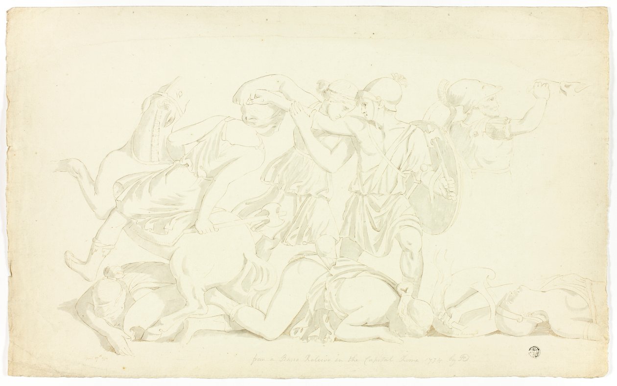 Antikes Basrelief mit Schlacht der Amazonen von John Downman