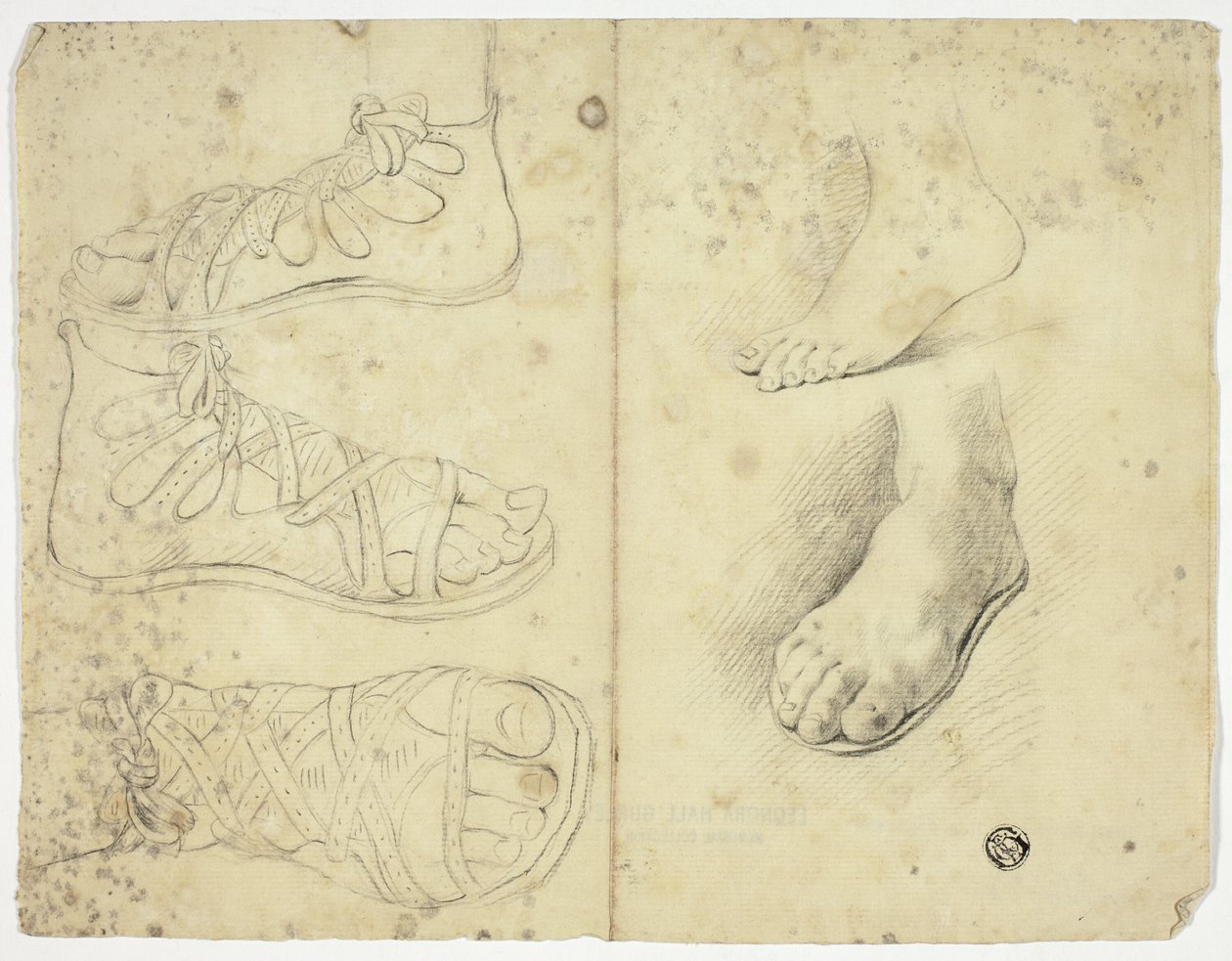 Zwei nackte Füße und drei sandalte Füße von John Downman
