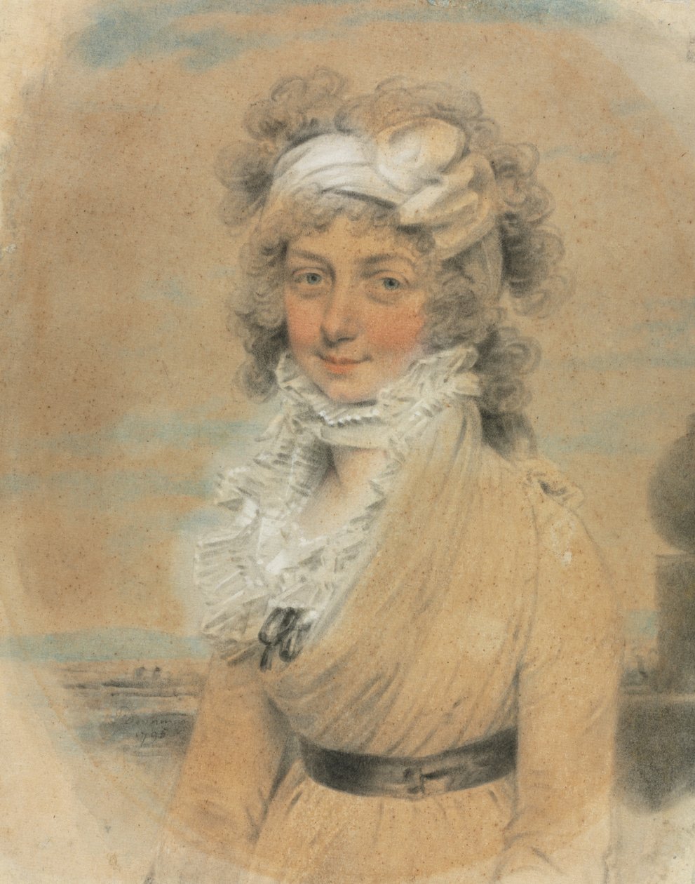 Junge Dame mit weißer Schleife im Haar, 1795 von John Downman