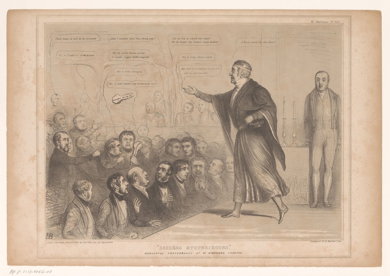 Karikatur mit Sir Robert Peel als Zauberer von John Doyle
