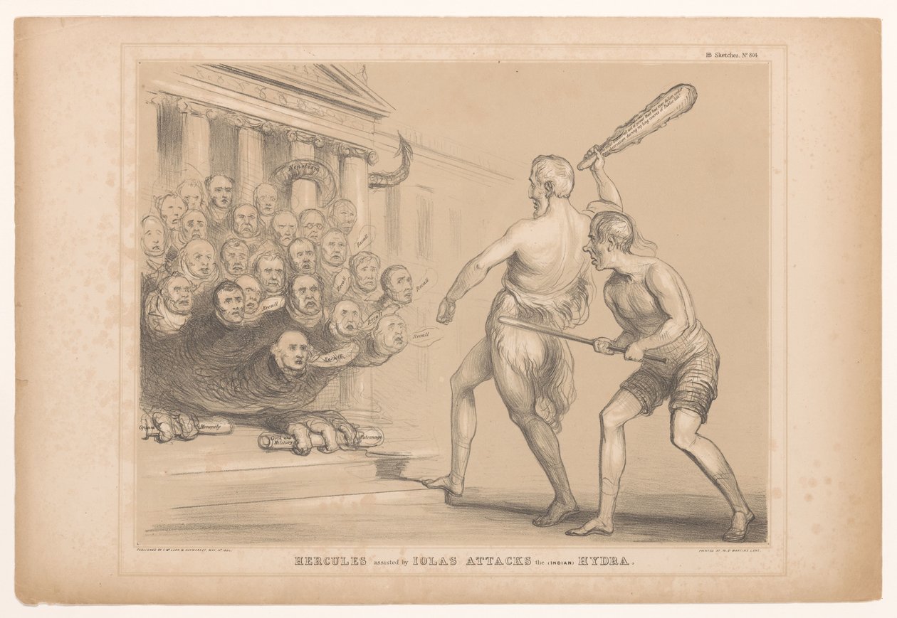 Karikatur mit Wellington als Herkules HB Sketches von John Doyle