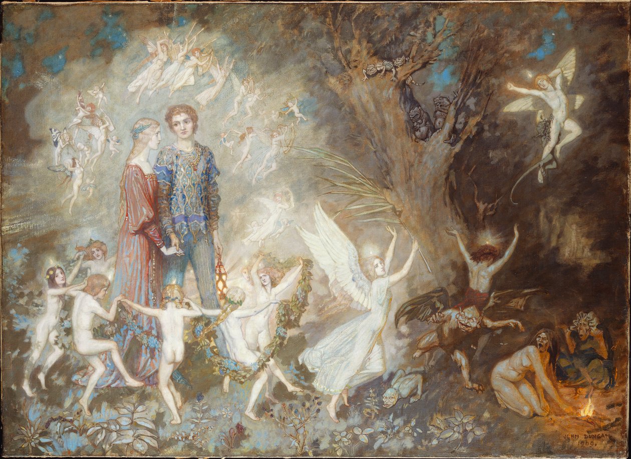 Yorinda und Yoringel im Hexenwald, 1910 von John Duncan