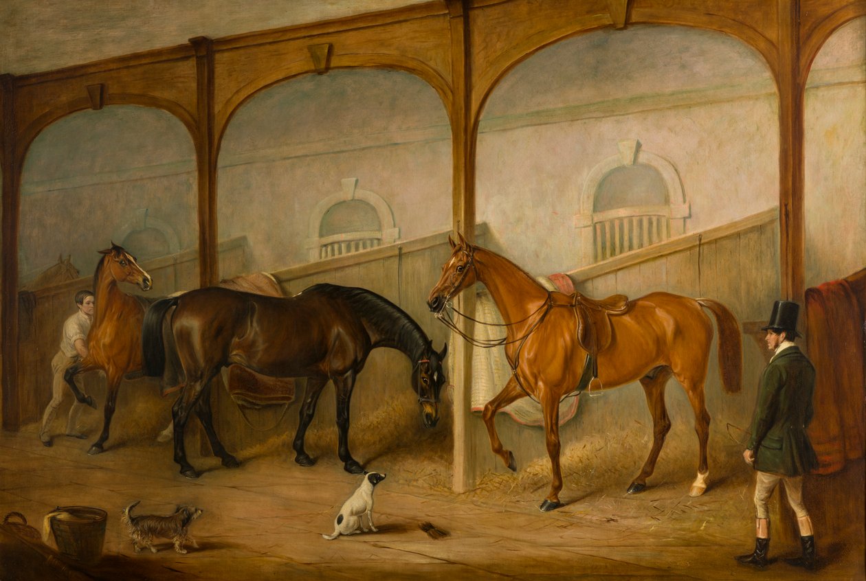 Tom von Lincoln und der Ingenieur in den Ställen von Newport Lodge, Melton Mowbray, Leicestershire von John E. Ferneley