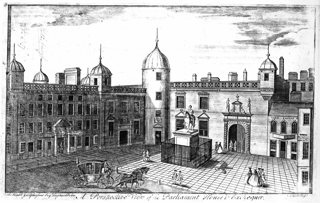 Eine Perspektivansicht des Parlamentshauses und der Schatzkammer, Edinburgh, graviert von A. Bell von John Elphinstone