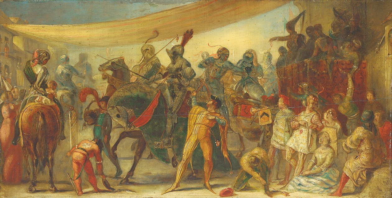 Ritter bereiten sich auf ein Turnier vor von John Everett Millais