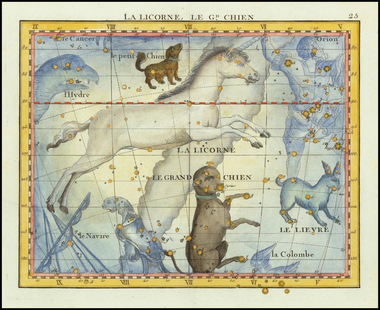 La Licorne, Le Grand Chien (Monoceros & Canis Major) von John Flamsteed
