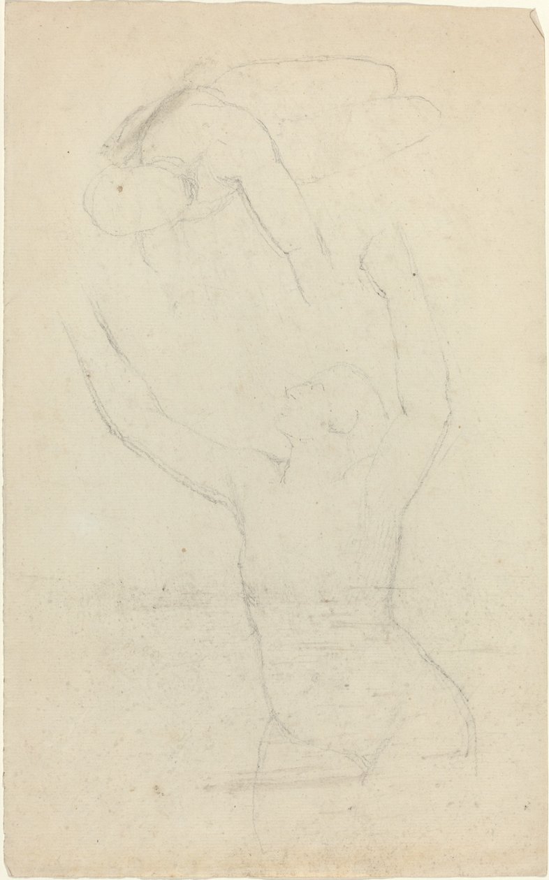 Zwei fliegende Figuren, die sich gegenseitig erreichen von John Flaxman
