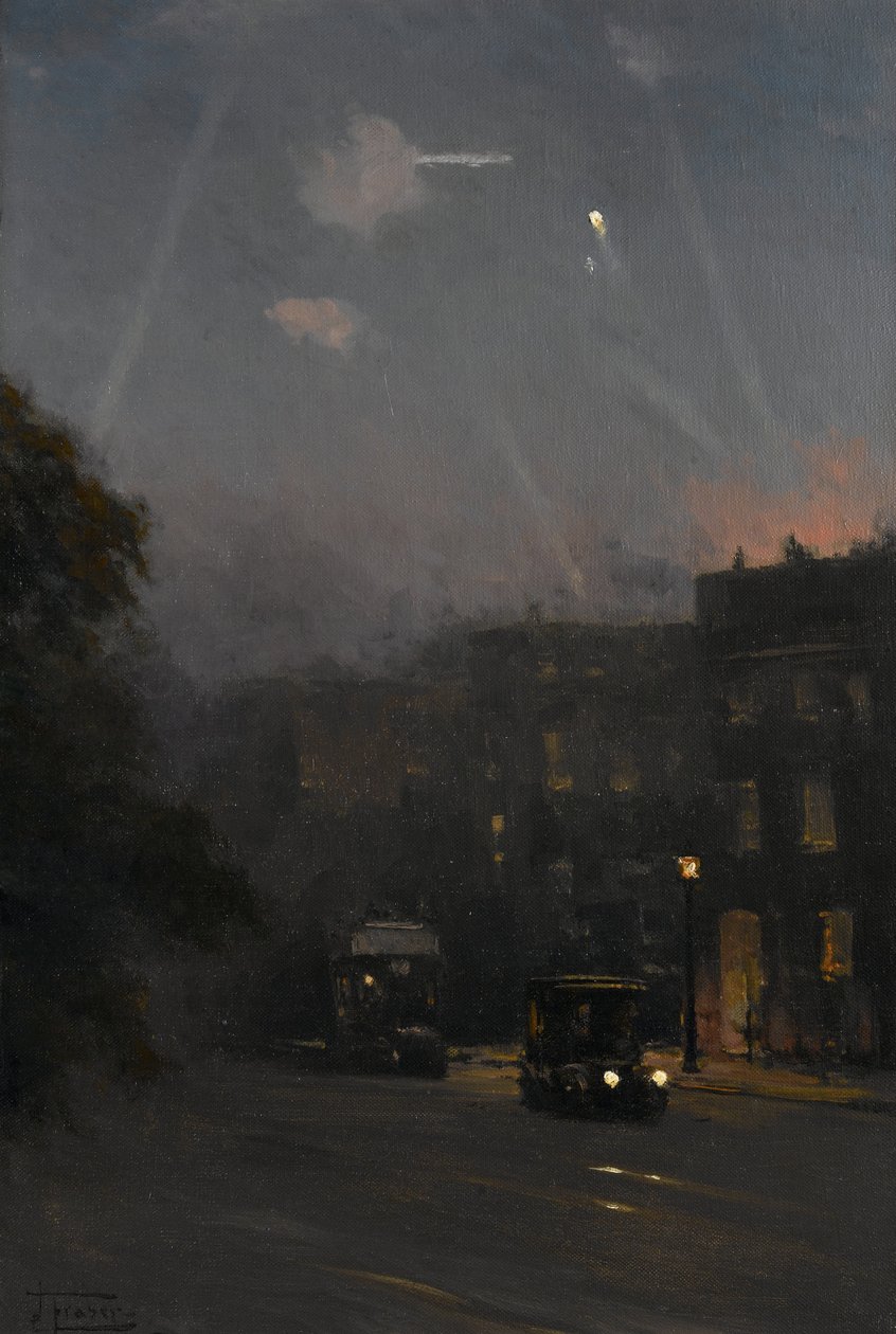 Ein Zeppelin-Angriff, 8. Oktober 1915, ca. 1915-18 von John Fraser