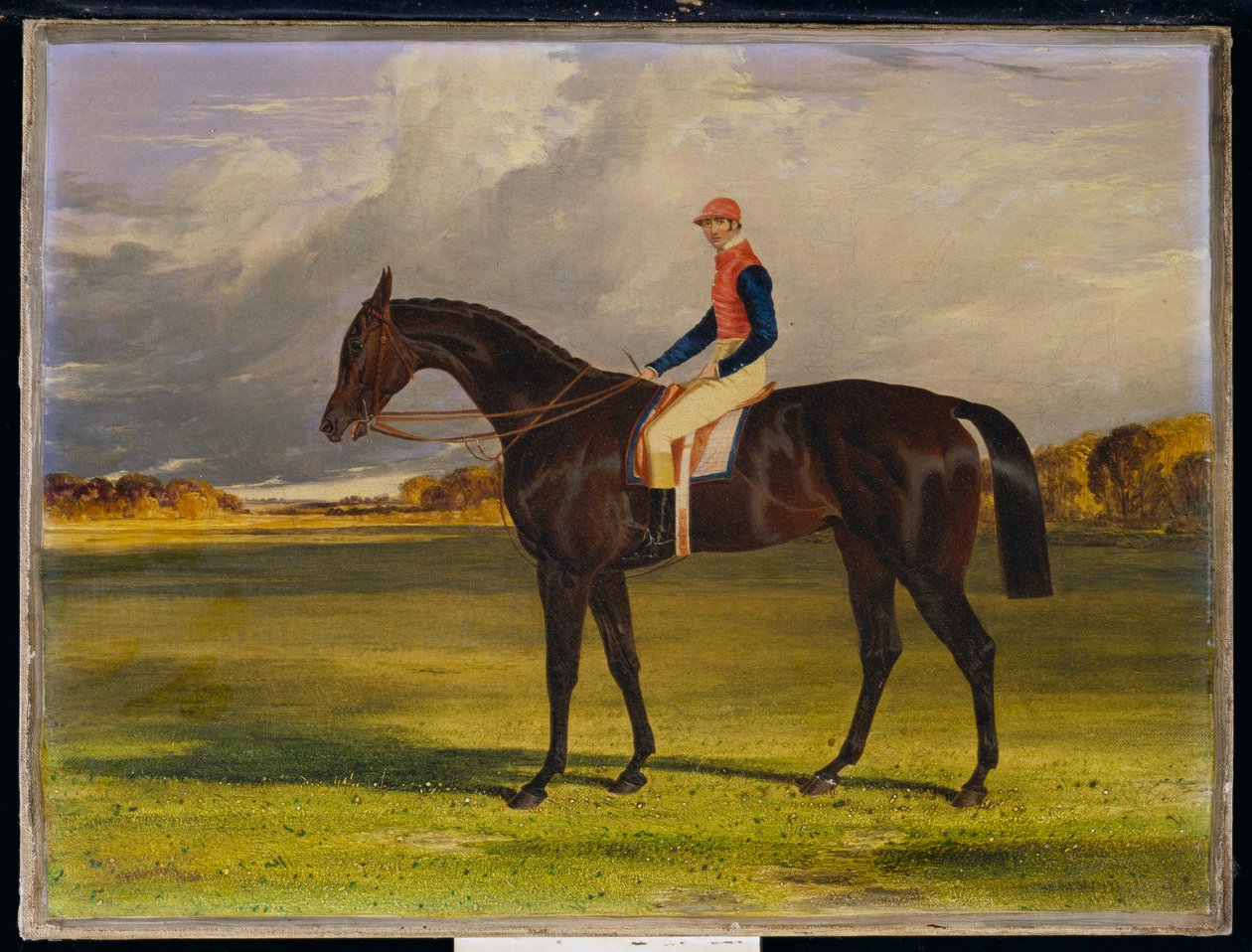 Die Stute Industry des Earl of Chesterfield, mit W. Scott, in einer Landschaft, 1838 von John Frederick Herring Senior