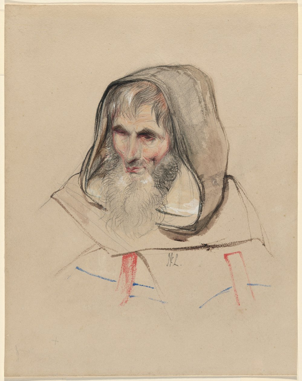 Kopf eines spanischen Mönchs von John Frederick Lewis