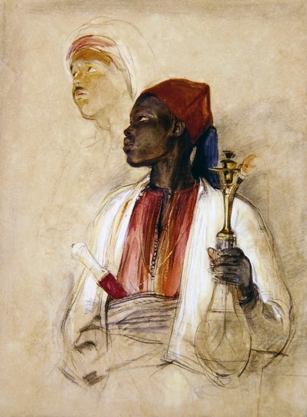 Studie für den Pfeifenträger, ca. 1856 von John Frederick Lewis