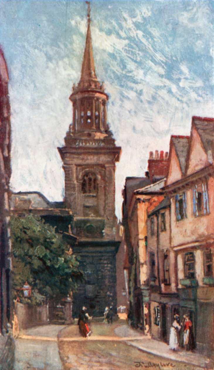 Allerheiligenkirche, von der Turl Street (Farblithografie) von John Fulleylove
