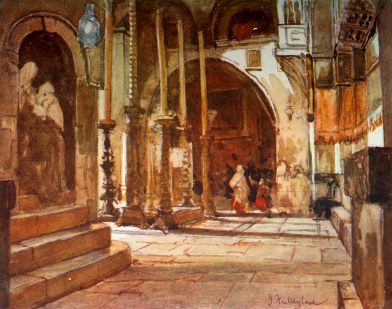Der Salbungsstein aus dem Umgang der Kreuzfahrerkirche, 1902 von John Fulleylove