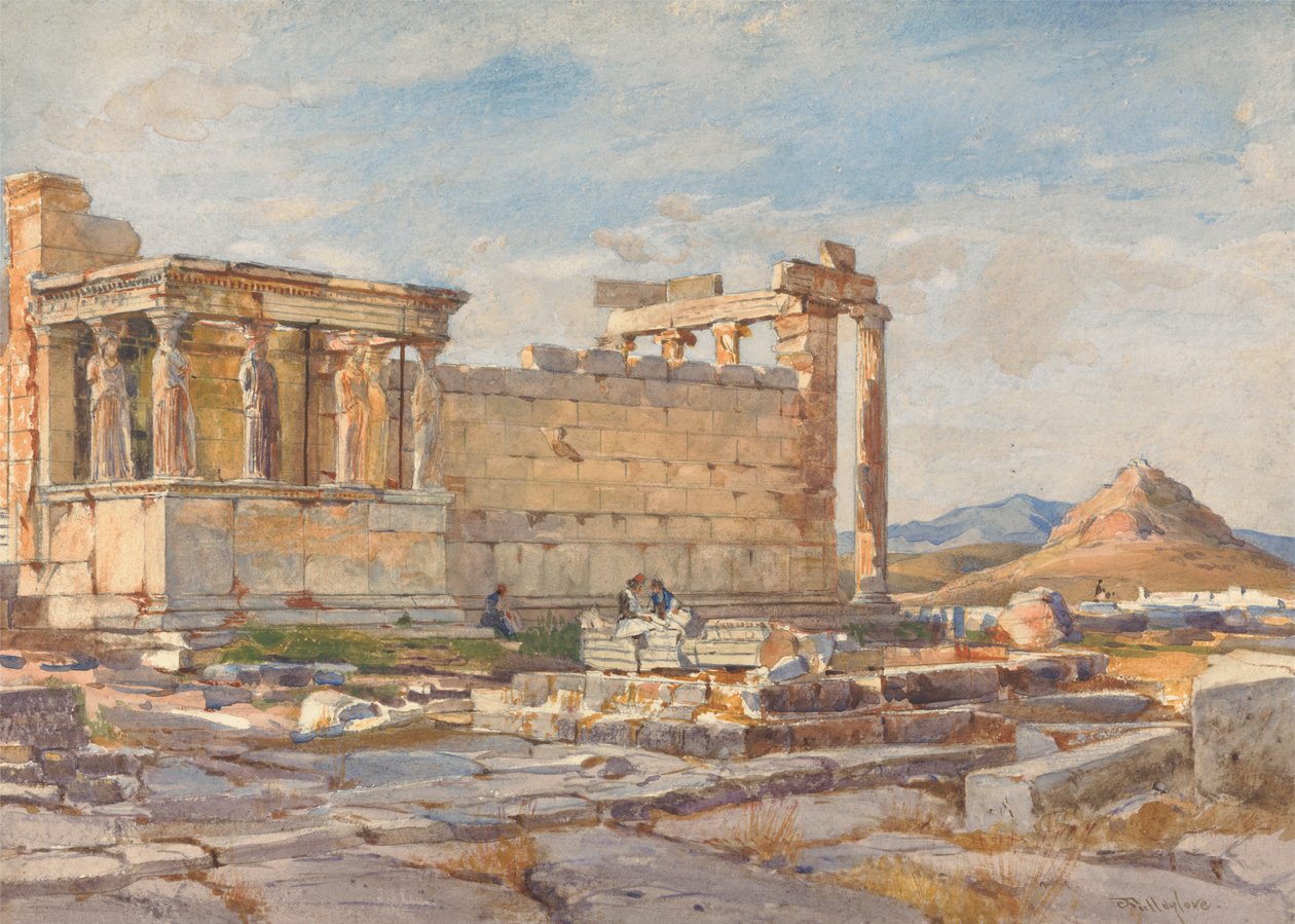 Die Südseite des Erechtheions, mit dem Fundament des früheren Tempels der Athena Polias von John Fulleylove