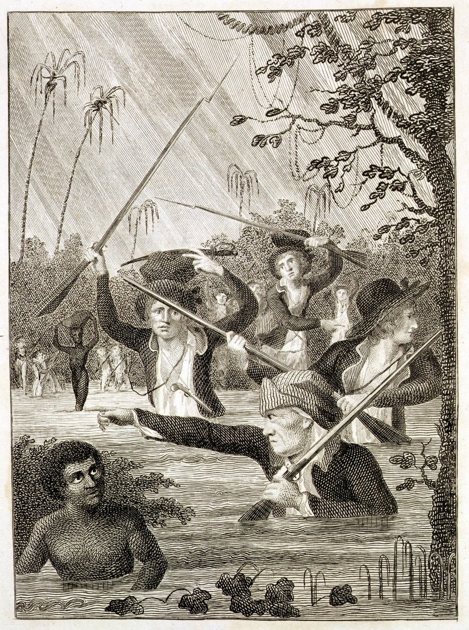 Marsch durch einen Sumpf oder Morast in Terra Firma von John Gabriel (after) Stedman