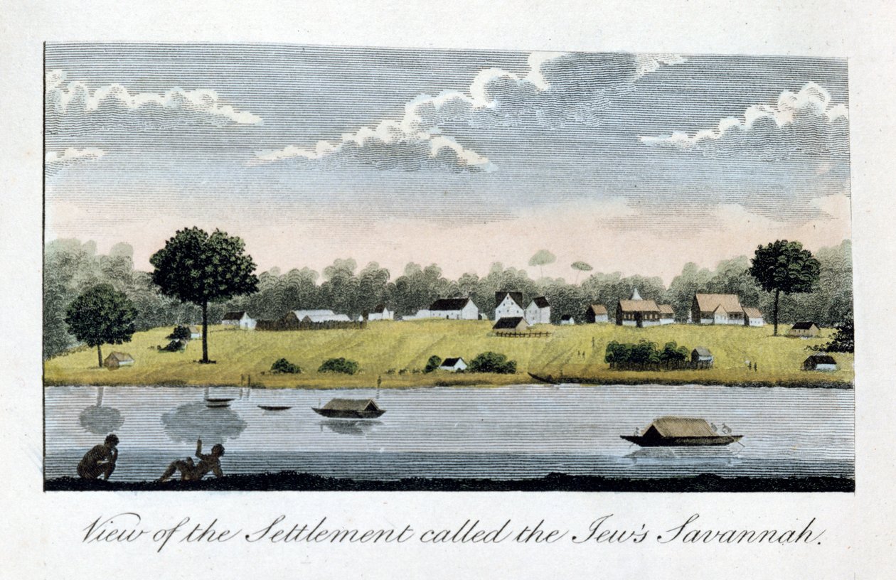 Blick auf die Siedlung namens Juden Savannah, 1813 von John Gabriel Stedman