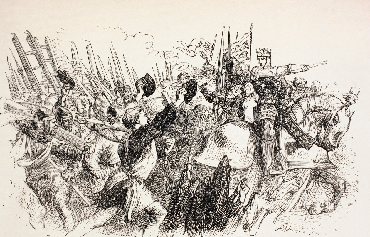 Die Streitkräfte von König Heinrich bei der Belagerung von Harfleur, Frankreich, 1890 von John Gilbert