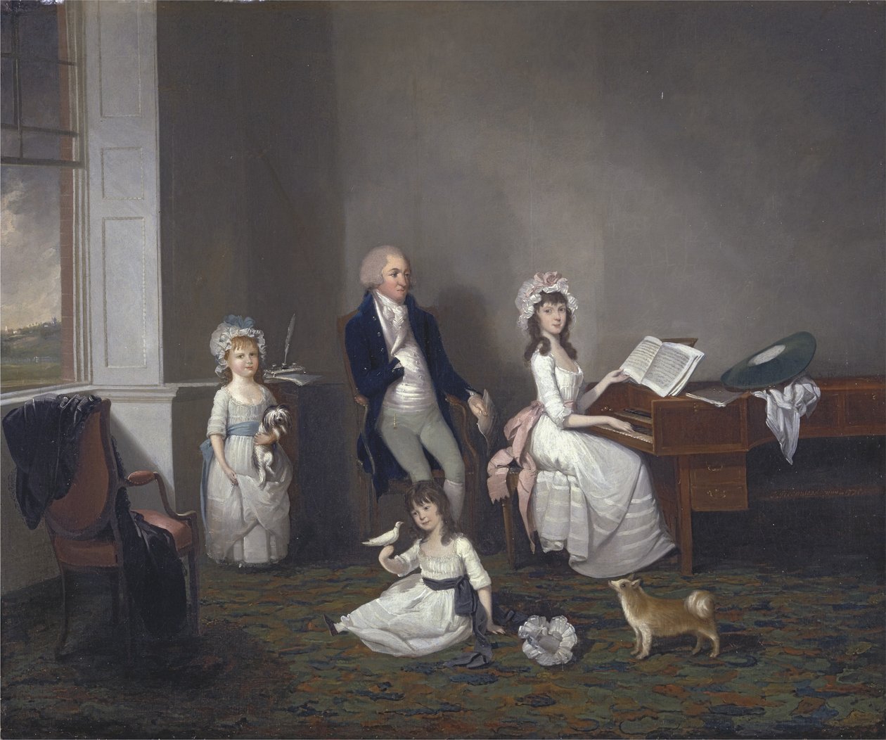 John Richard Comyns von Hylands Essex, mit seinen Töchtern, 1775 von John Greenwood