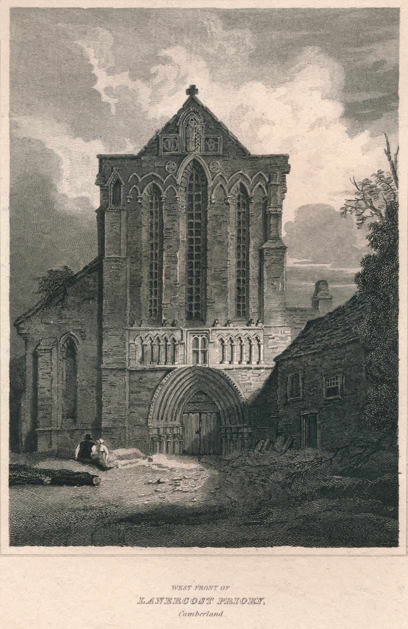Westfassade der Lanercost Priory, Cumberland, 1814 von John Greig