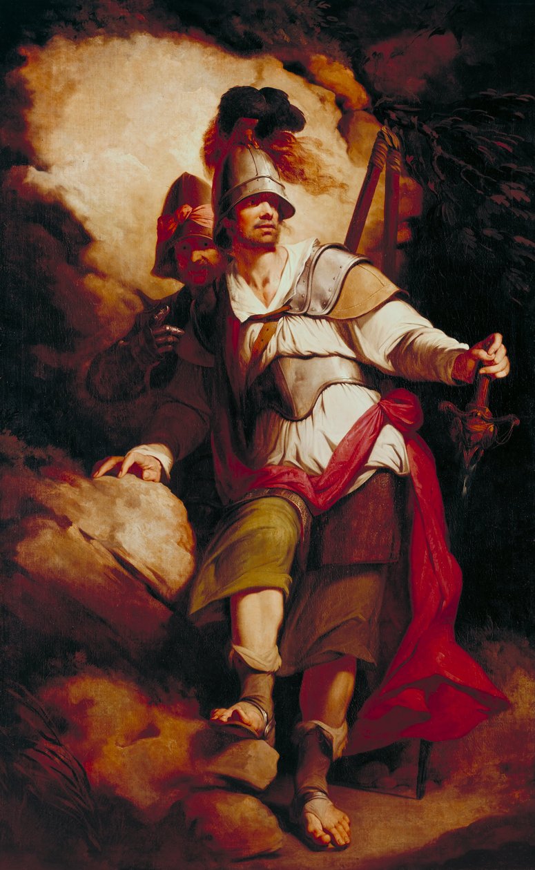 Sir Arthegal, der Ritter der Gerechtigkeit, mit Talus, dem Eisernen Mann (aus Spensers 