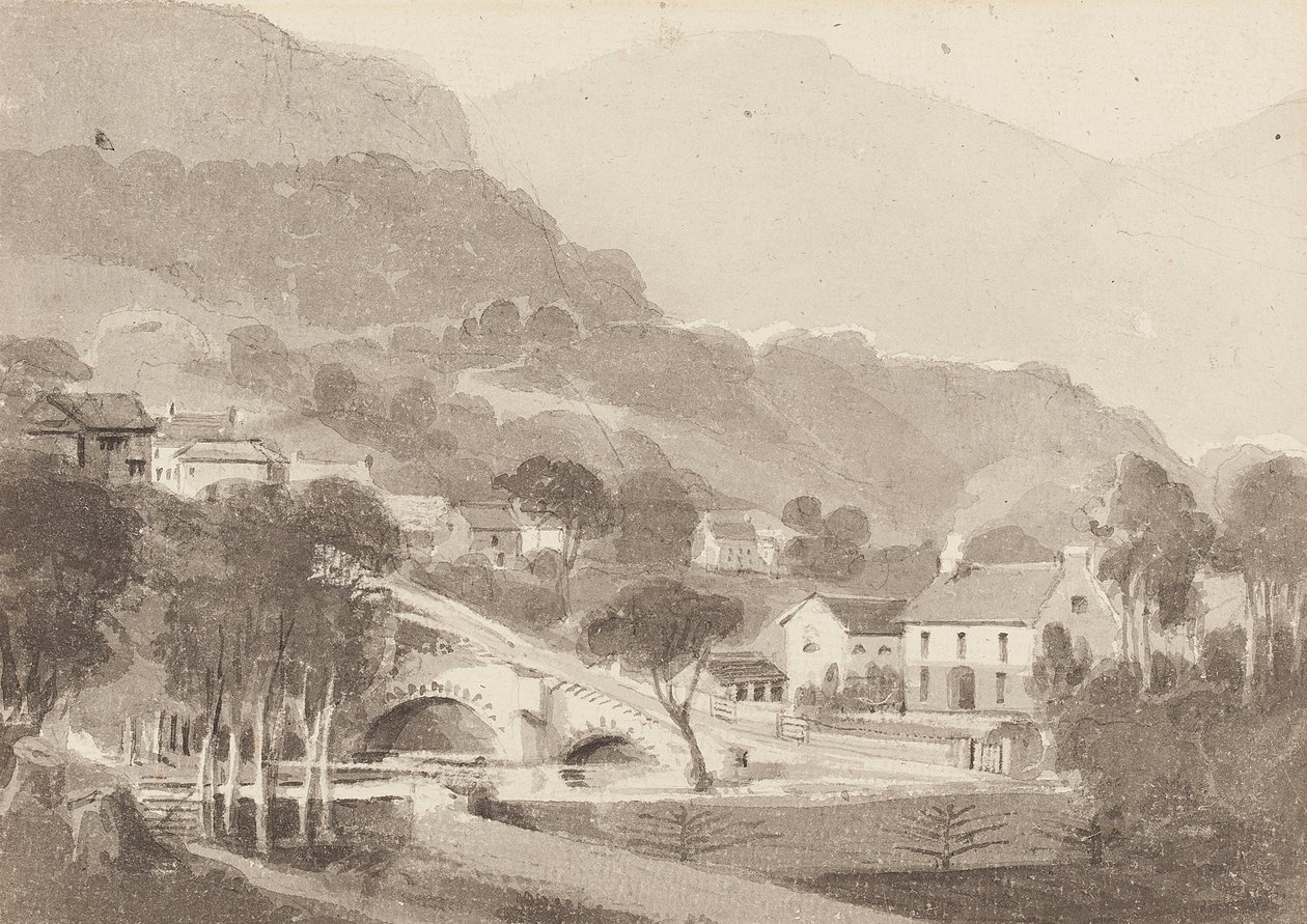 Brathay Brücke & Altes Brathay, Lake District, Cumbria, 1820 von John Harden