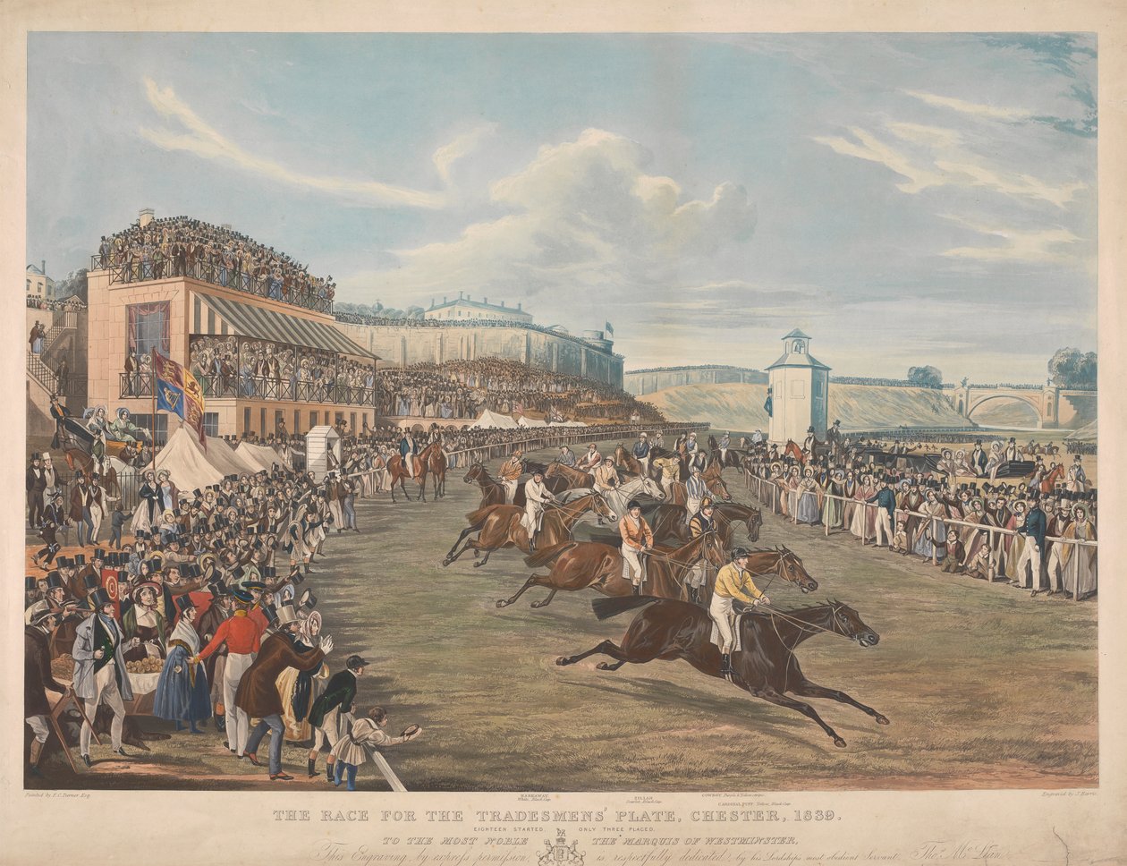 Das Rennen um die Handwerkerplatte, Chester, 1839 / Achtzehn starteten, nur drei platziert ... von John Harris