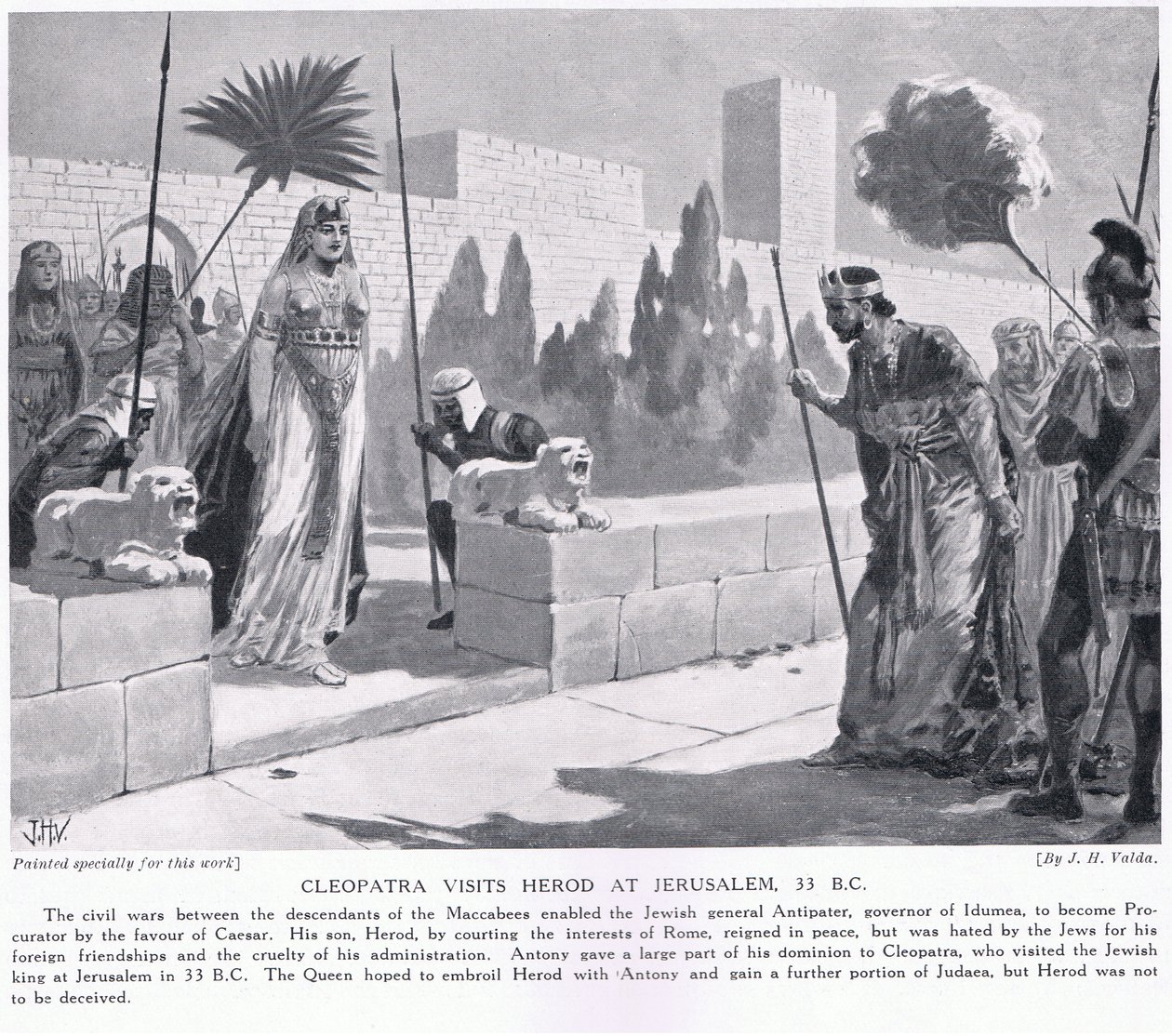 Kleopatra besucht Herodes in Jerusalem 33 v. Chr. von John Harris Valda