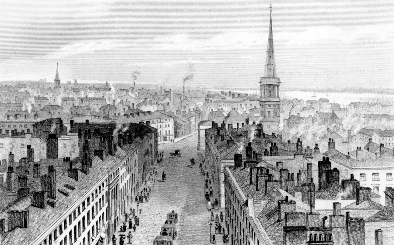 Liverpool vom Rathaus aus, Blick nach Süden, graviert von John Rogers, ca. 1830 von John Harwood