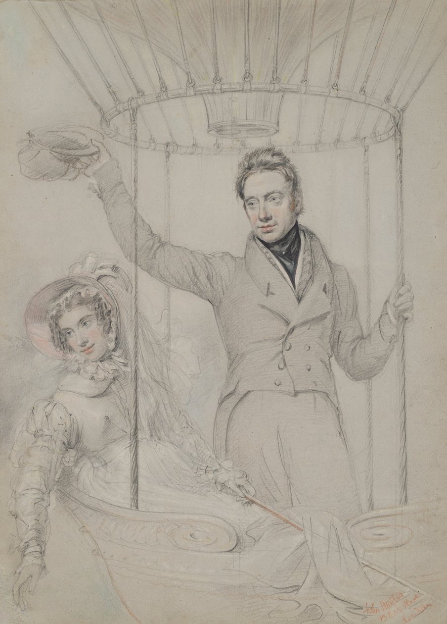 George Graham und seine Frau Margaret machen einen Ballonaufstieg, London, 1823 von John Hayter