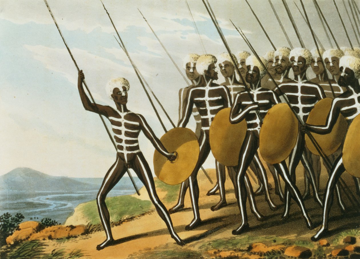 Krieger von New South Wales, graviert von M. Dubourg (fl.1813-1820) 1813 (Lithographie) von John Heaviside (after) Clark