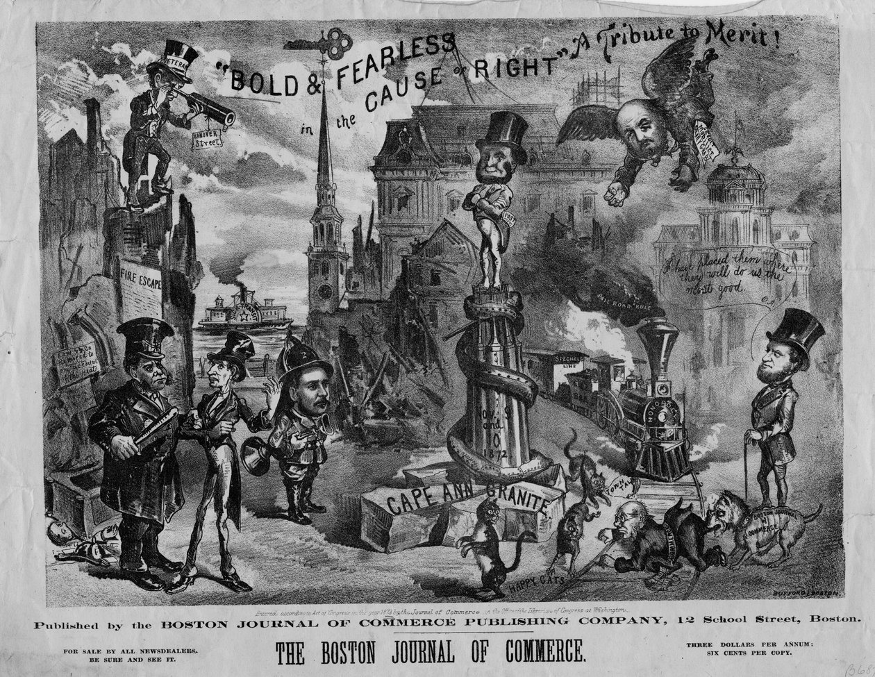 Kühn und furchtlos im Dienste des Rechts: eine Hommage an das Verdienst!, veröffentlicht von Boston Journal of Commerce, 1873 von John Henry Bufford