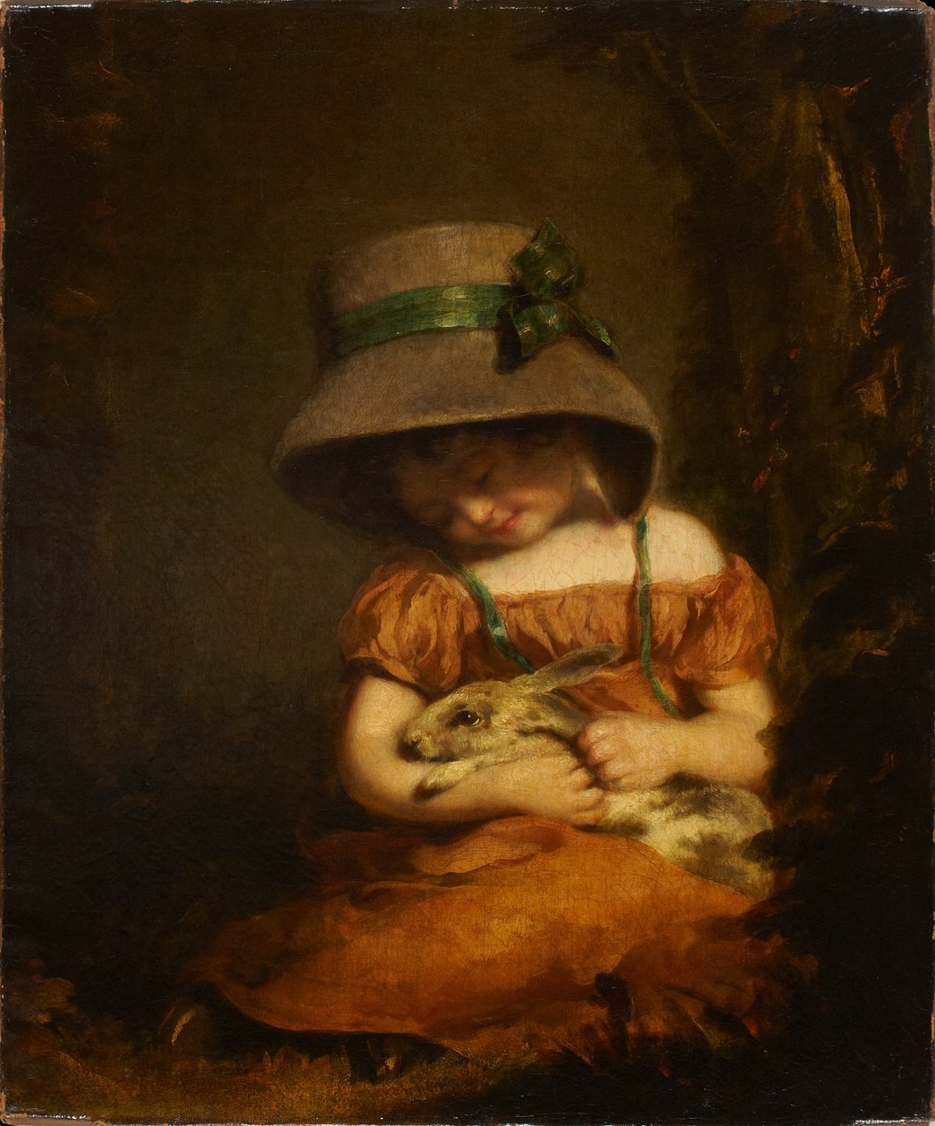 Mädchen mit einem Kaninchen von John Hoppner