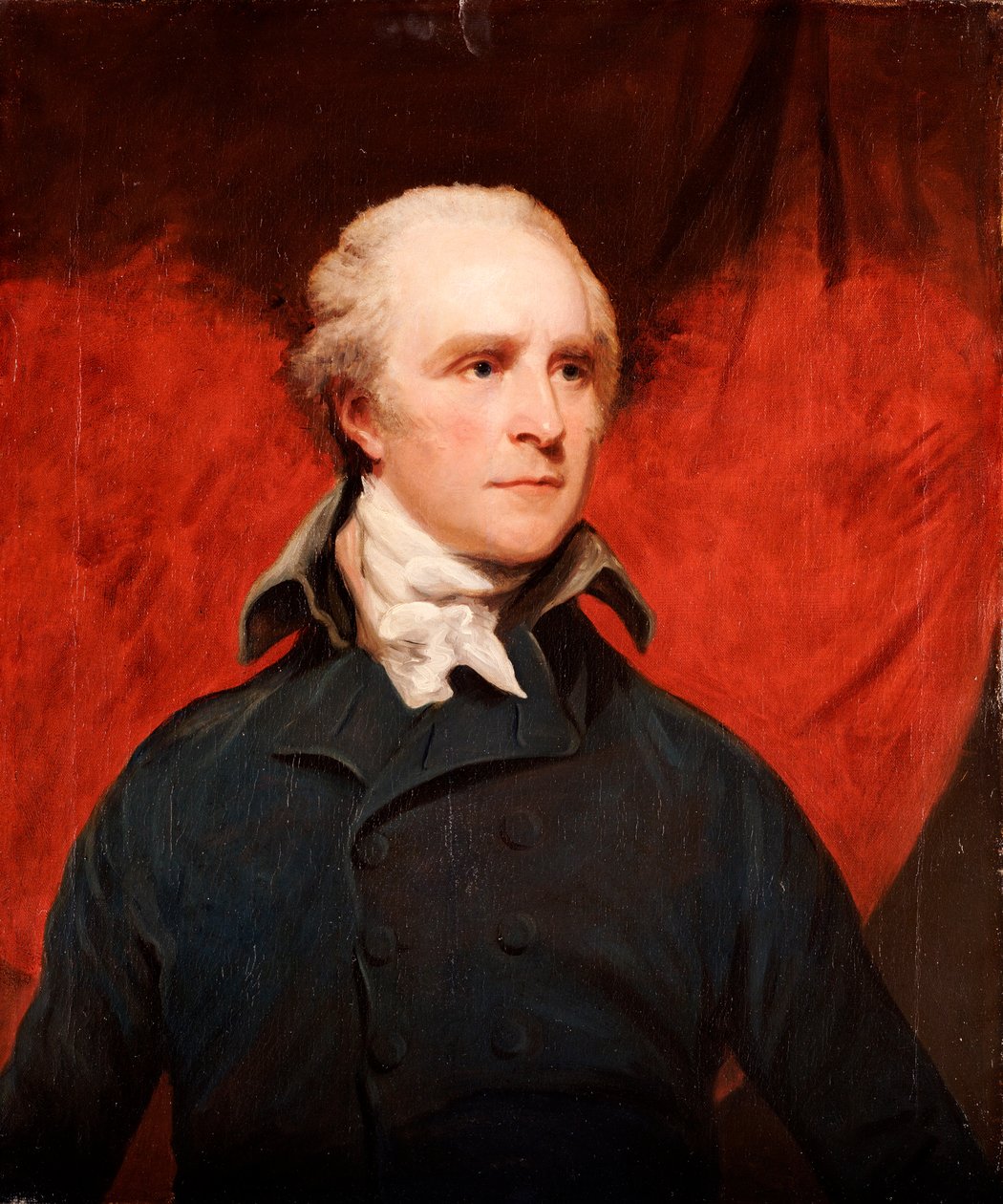 Porträt des Rt. Hon. Thomas Grenville, M.P., halblang, in einem grauen Mantel und einem weißen Krawatte von John Hoppner