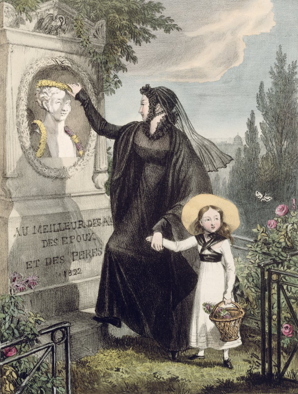 Der Friedhof von Pere Lachaise, gedruckt von Charles Joseph Hullmandel, veröffentlicht 1822 von John James Chalon