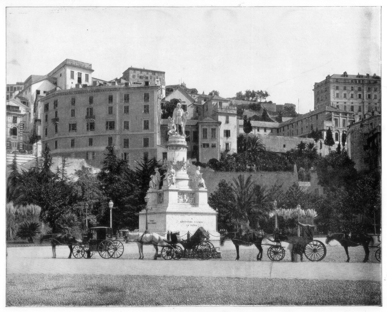 Statue von Kolumbus, Genua, Italien, späte 19. Jahrhundert von John L. Stoddard