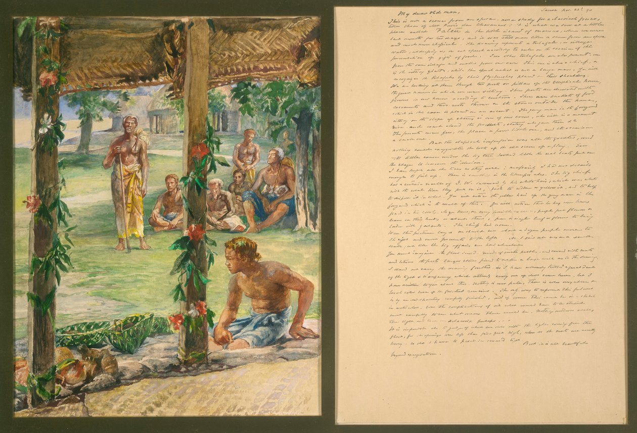 Präsentation von Lebensmitteln auf der Insel Manono, Samoa von John La Farge