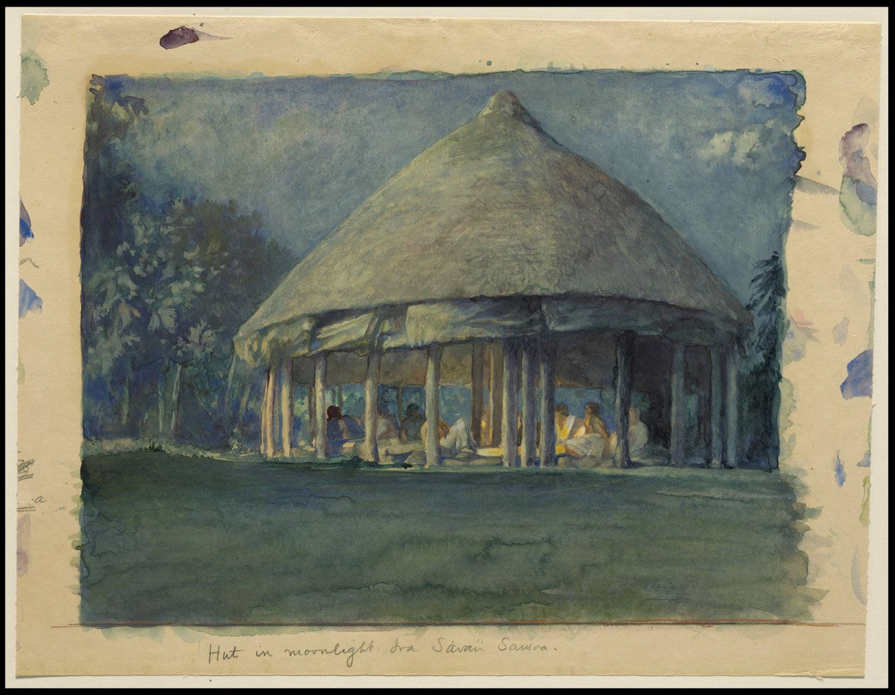 Hütte im Mondlicht, Iva, Savaii, Oktober 1890, 1890 von John La Farge or Lafarge