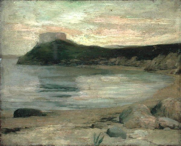 Studie des Abendlichts, Fort Dumpling, Newport Harbor von John La Farge or Lafarge