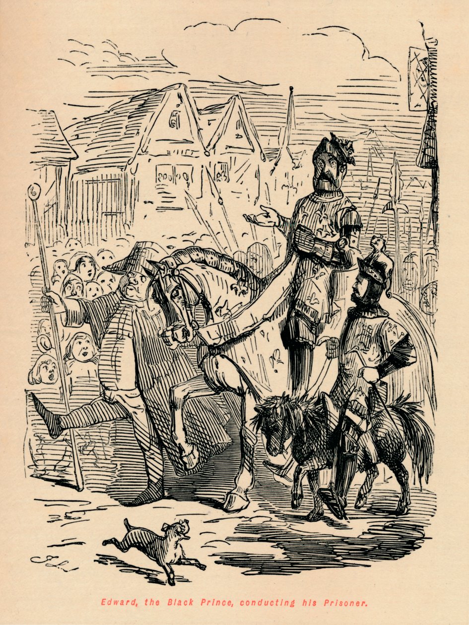Edward der Schwarze Prinz, führt seinen Gefangenen, ca. 1860 von John Leech