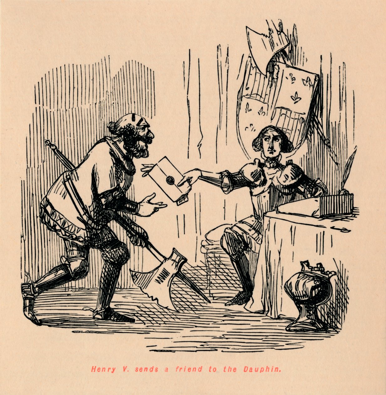 Heinrich V. schickt einen Freund zum Dauphin von John Leech