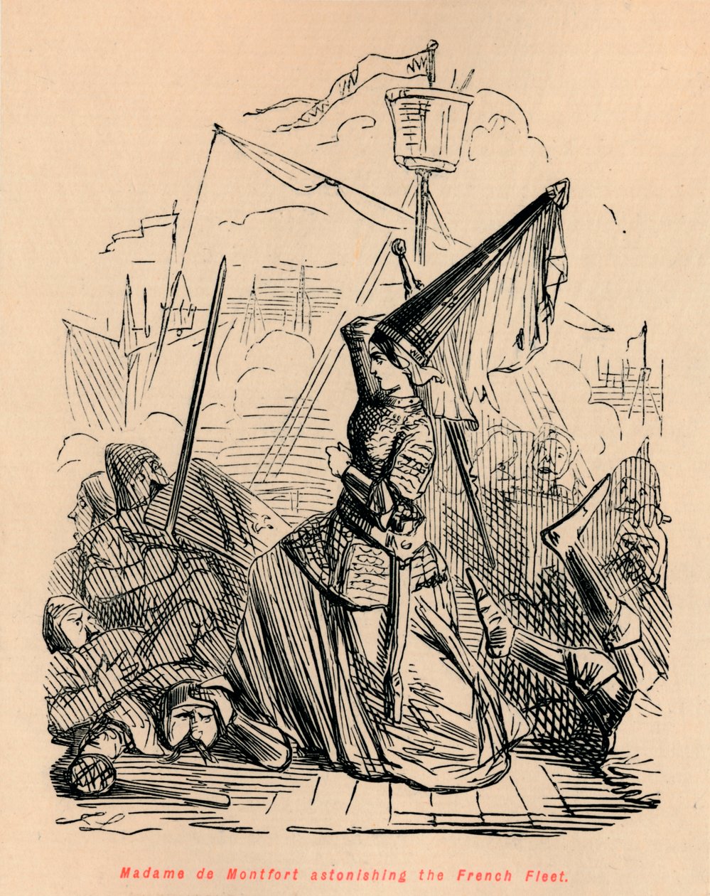 Madame de Montfort erstaunt die französische Flotte, ca. 1860 von John Leech